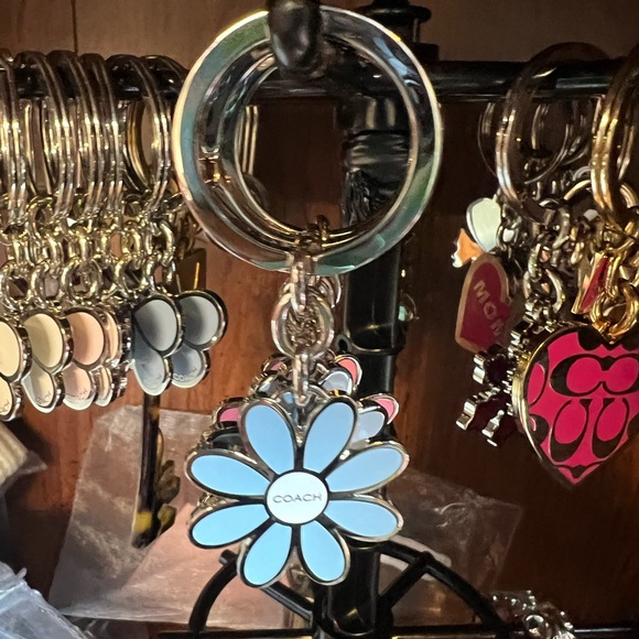 NWOT Authentic Coach Blue Daisy Keychain/Bag Charm. - Picture 1 of 2